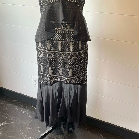 One33 Social Gretchen Lace Halter Hi-Low Maxi Dress Cocktail Gown Black … - Picture 5 of 16